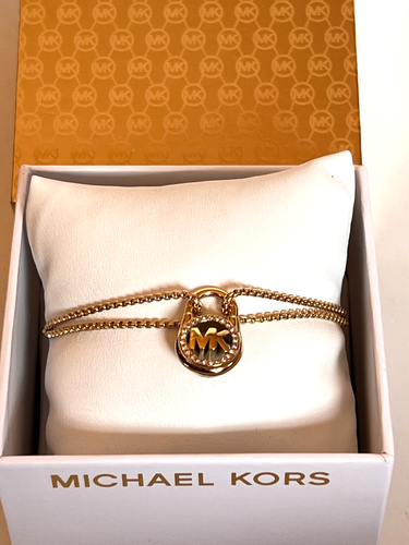 Michael Kors MK Padlock Slider Bracelet Gold-Tone MKJX7380710 NIB $85.00