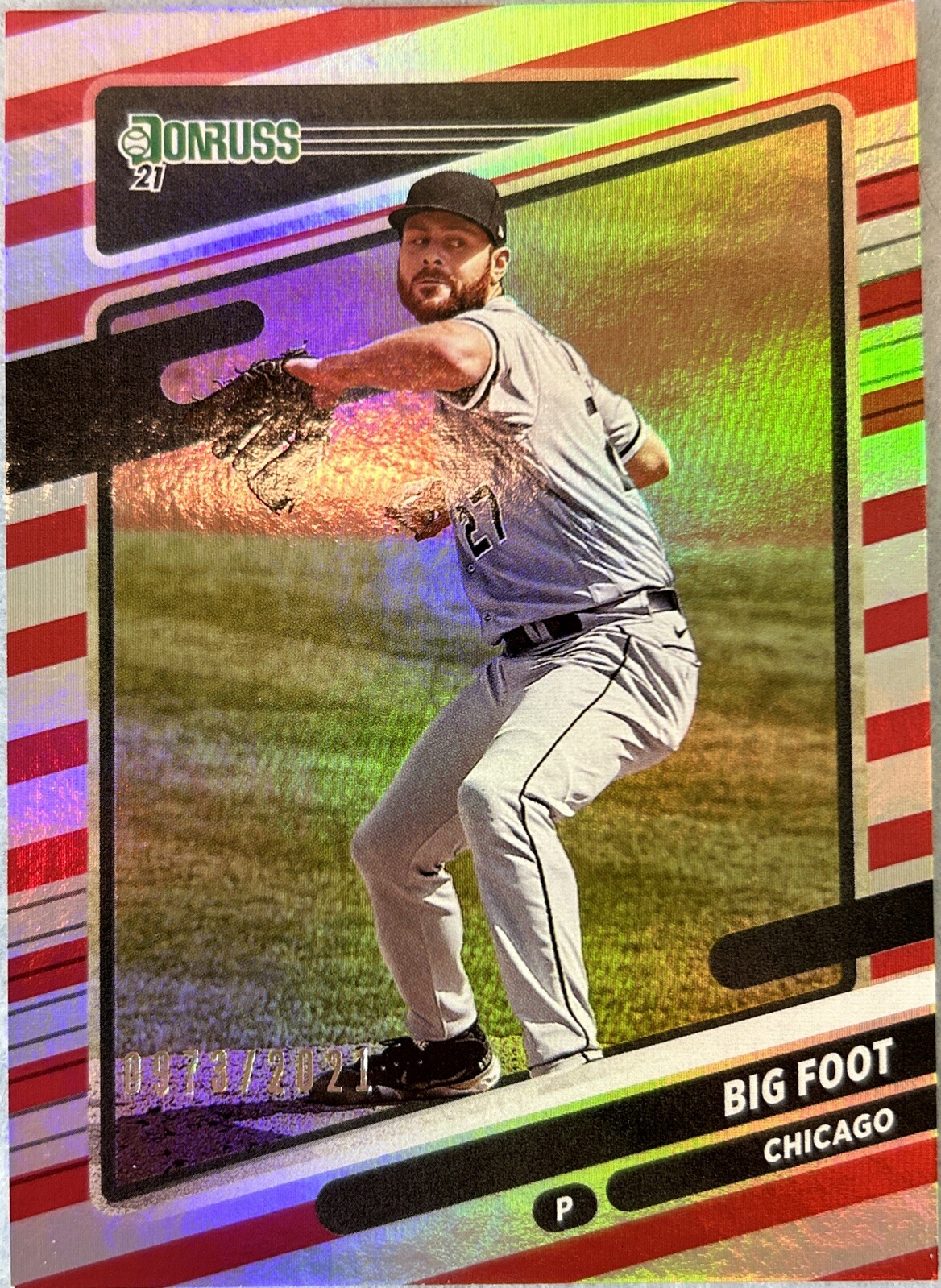 Giolito “Big Foot” 2021 Panini Donruss #90 Red Stripe Holo /2021 Chicago Cubs