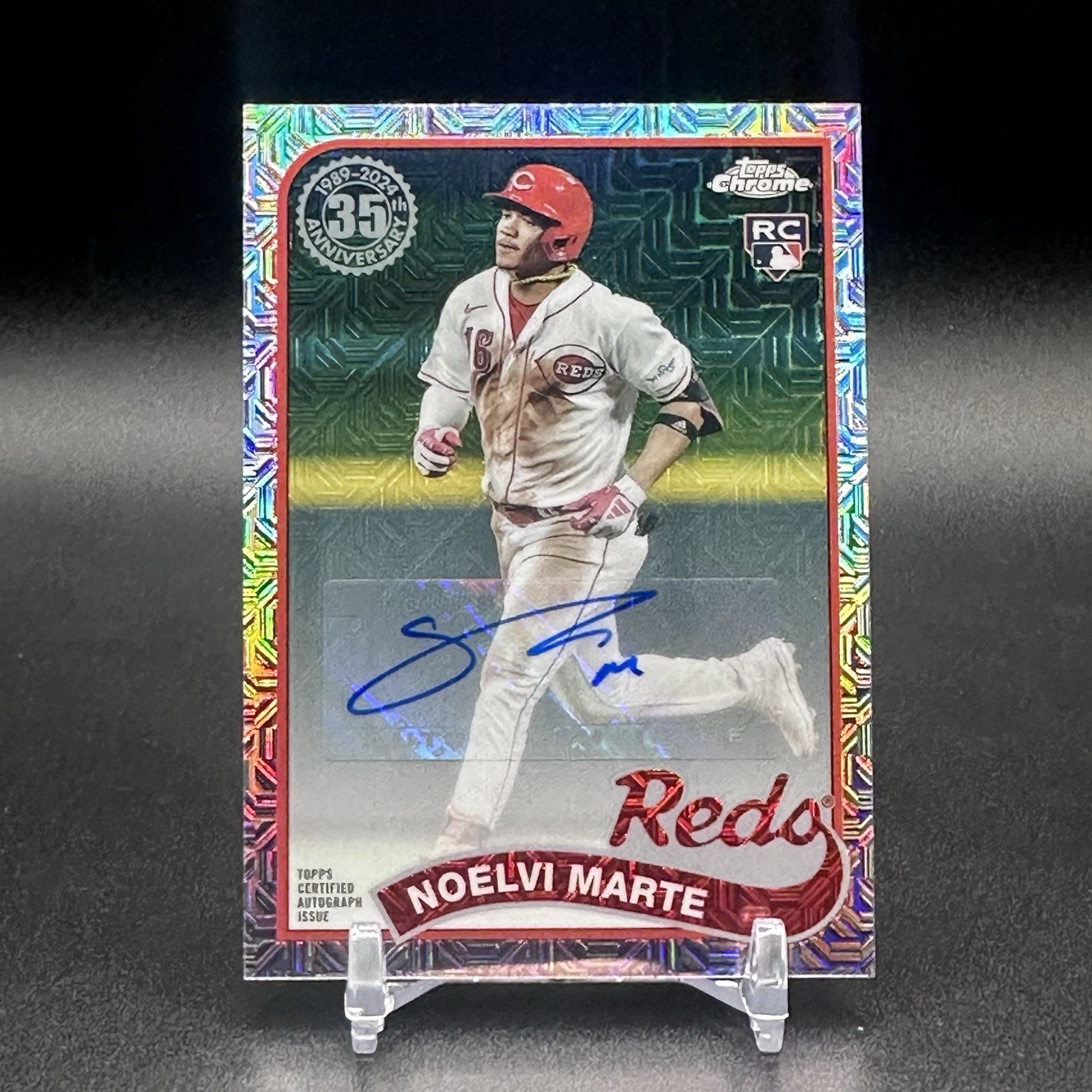 2024 Topps Series 1 Noelvi Marte Topps Chrome Silver Pack Mojo Auto /299 Reds RC