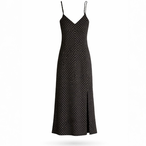 ROTATE Birger Christensen Arizona Slip Dress 6 Polka Dot V Neck Slit Minimalist