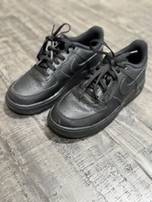 Nike Air Force 1 LOW Triple Black Leather - Low Top - Boys Shoe Size 2y