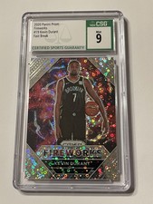 2020-21 PANINI Prizm Kevin Durant Fireworks Fast Break #19 Nets CSG MINT 9