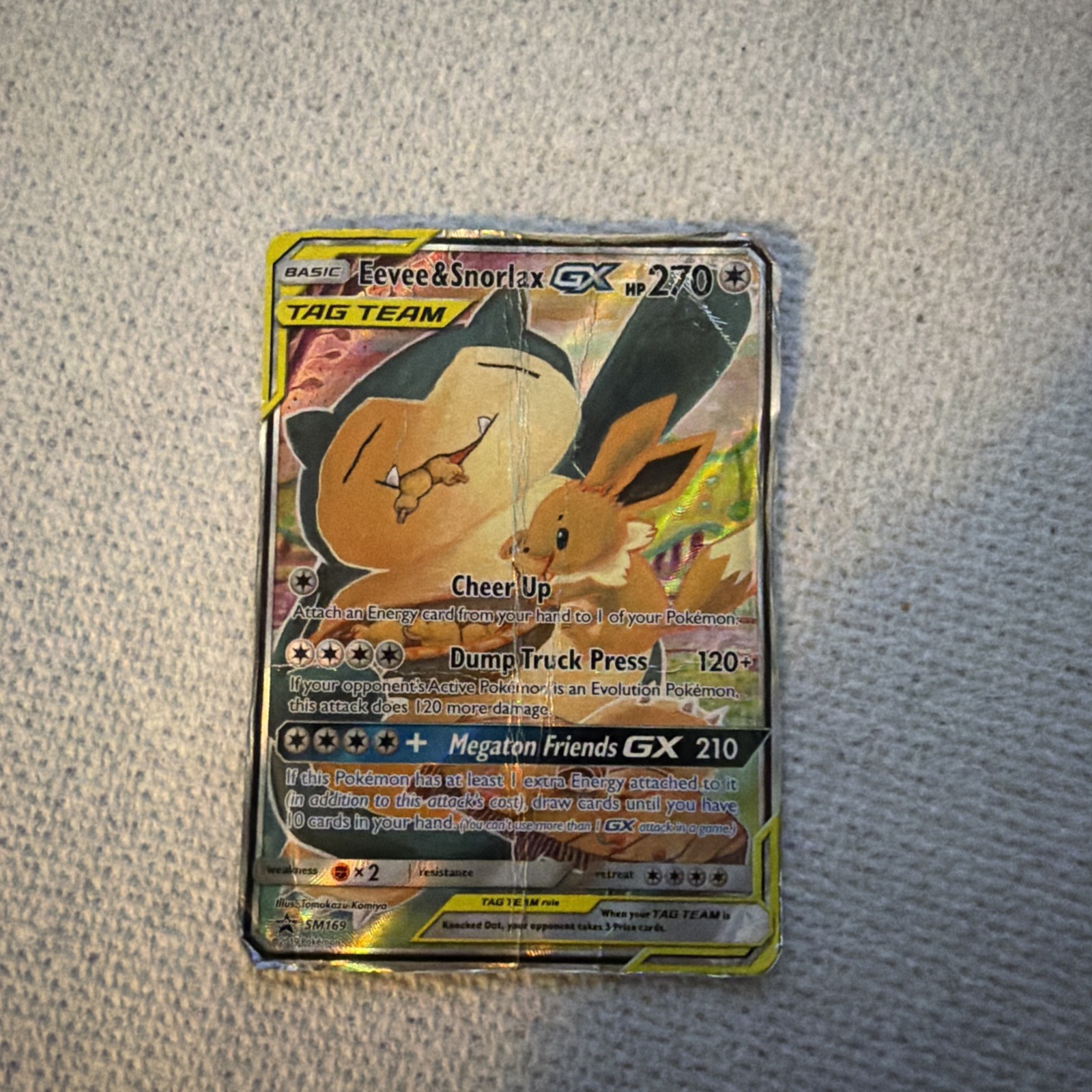 Pokemon TCG Sun & Moon Eevee and Snorlax GX SM169 Holo Tag Team Promo Card