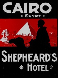 Cairo Egypt label for Shepheard's Hotel