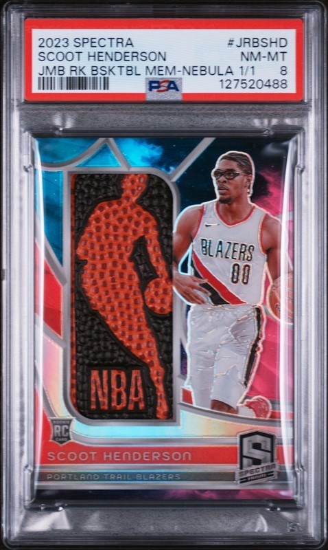 Scoot Henderson 2023 Spectra LOGOMAN 1/1 PSA 8 Rookie RC Nebula 1 OF 1 Blazers