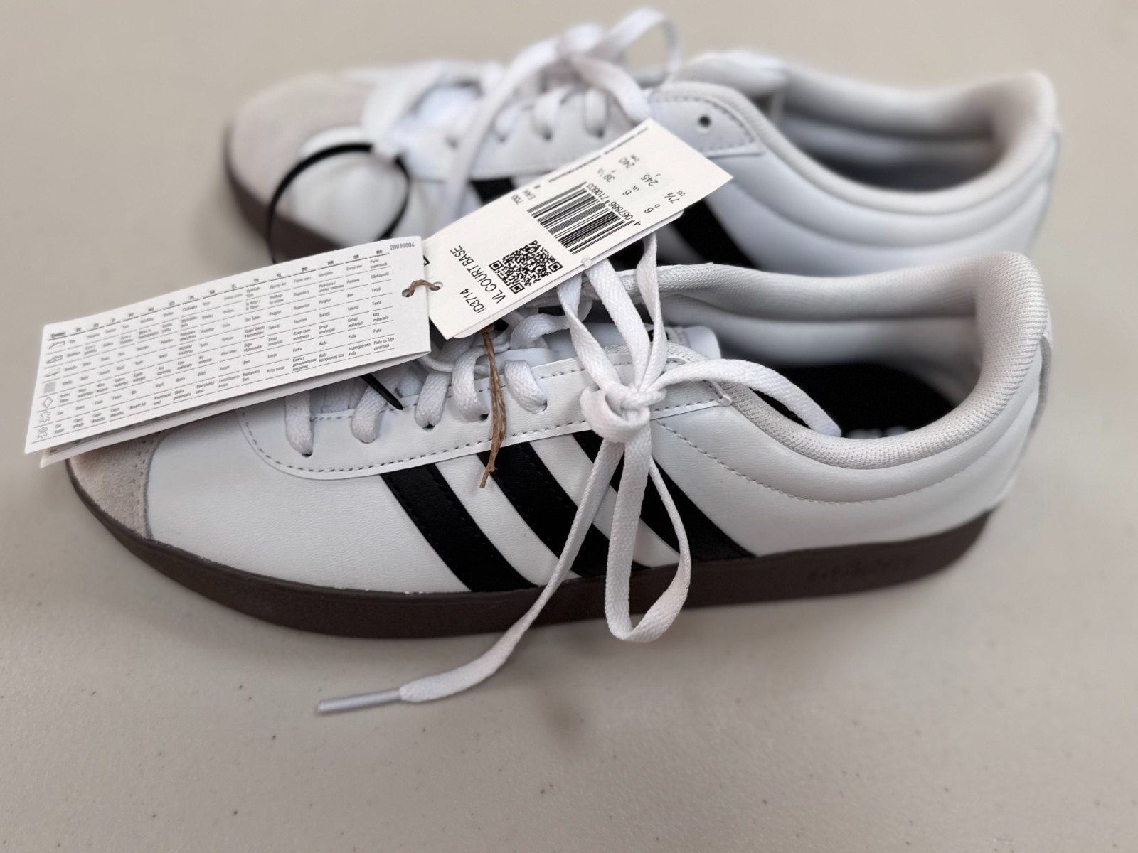 Adidas VL Court Base Trainers UK 6 EU 39.3 White Black Gum ID3714 Retro Shoes image 8