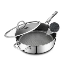 Frying Pans Nonstick with Lid,Hybrid Non Stick 5 Quart Saute pan,PFOA Free Co...