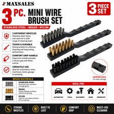 MINI WIRE BRUSH 3 PC. STAINLESS STEEL,BRASS,NYLON CLEANING DETAIL BRUSHES
