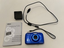 Nikon Coolpix S33 Waterproof Shockproof 13.2MP Digital Camera W/Accessories Blue