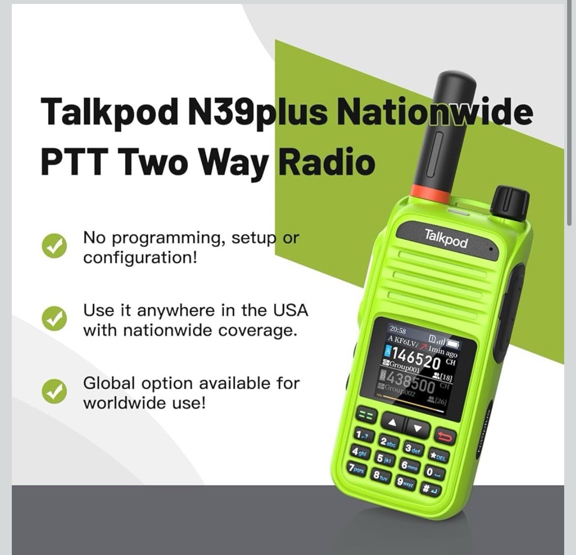 N39plus Rapid Walkie Talkie Unlimited Range, PoC Radios Nationwide PTT Two Wa...