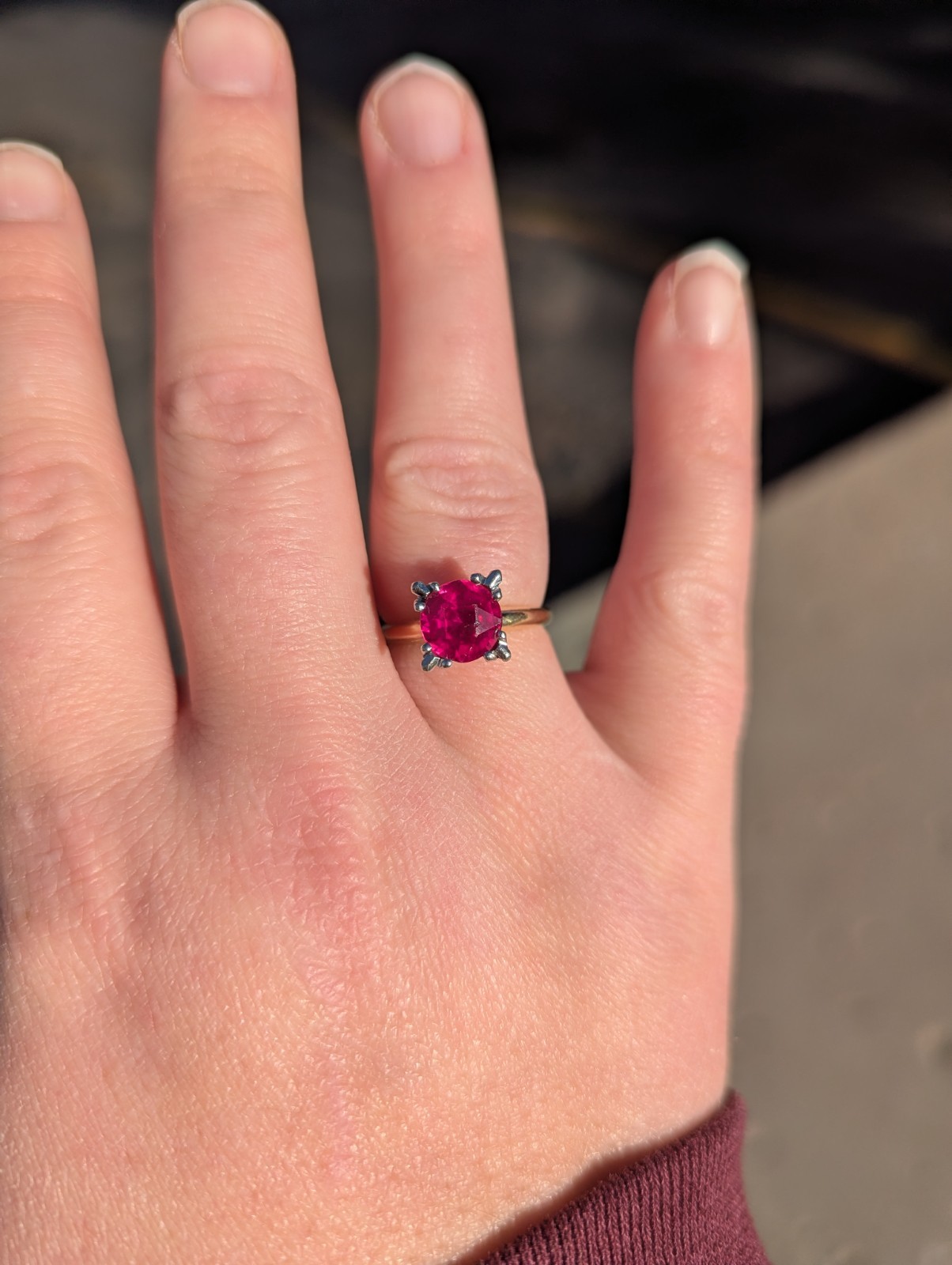 Vintage Single Cut Solitaire Ruby Ring 14k Gold - image 12