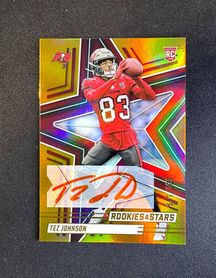 2025 Panini Rookies & Stars Tez Johnson RC Auto Orange #184 Buccaneers #d 30/199