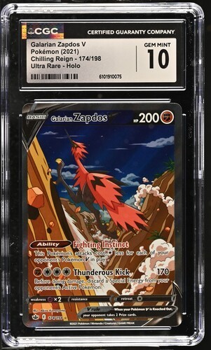 Galarian Zapdos V 174/198 - Pokémon Chilling Reign CGC 10 Gem Mint