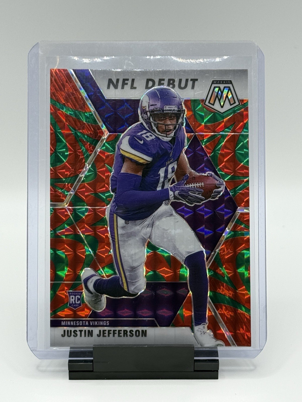 2020 Panini Mosaic - NFL Debut Justin Jefferson #270 Mosaic Reactive Green Prizm