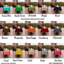 60 x 90 Polyester Tablecloth Rectangle Stain Resistant Fabric for Dining Table