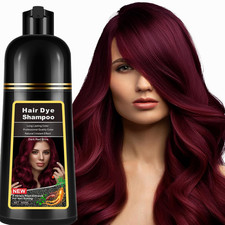 Instant Dark Wine Red Hair Dye Shampoo 3 in 1 for Gray Hair, Natural Hair Color