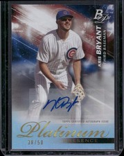 2018 Bowman Platinum #PP-10 Kris Bryant Platinum Presence Autographs #/50