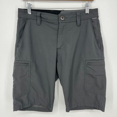 Volcom Cargo Shorts Men's Size 29 Gray Zip Pockets Flat Front Stretch 11'' Inseam