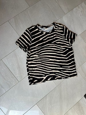 Tolle T-Shirt Damen schwarz beige gemustert G. XL von H & M