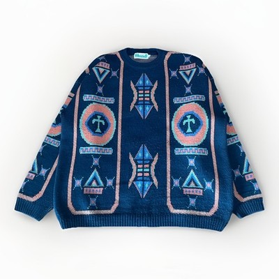 Kaktus by Cosmode Surf Ski Wolle Muster Strick Strick Pullover Pulli VINTAGE 90s