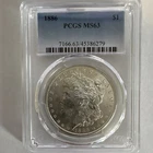 1886 Morgan Dollar PCGS MS63 Uncirculated $1 Silver Coin 0.9 Fine KM#110