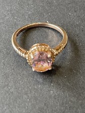 Vintage QVC Diamonique 925 Silver Ring With Pale Pink Stone Size O