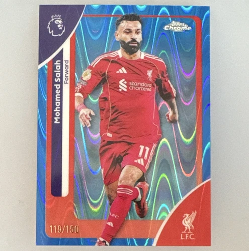 Topps Chrome 2025-26 Premier League Mohamed Salah #118 Blue Ray-Wave 119/150
