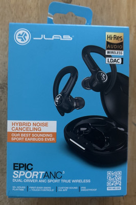 JLab Epic Sport ANC 3 Wireless Earbuds (EBEPICSPT3RBLK82) - Black.. FREE S&H