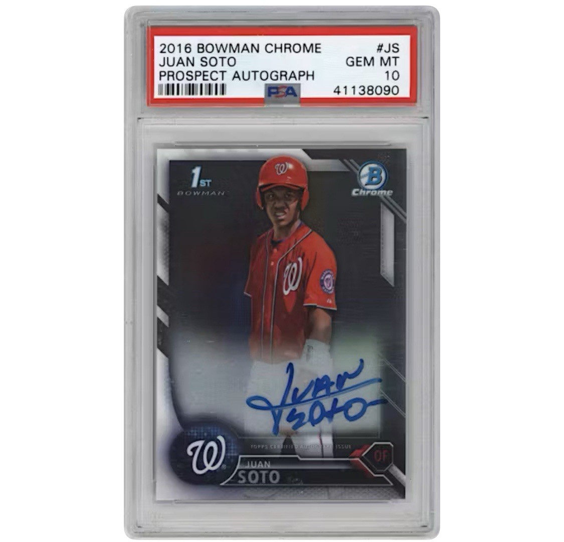 2016 Bowman Chrome Juan Soto Auto 1st Prospect #CPA-JS Nationals Mets PSA 10
