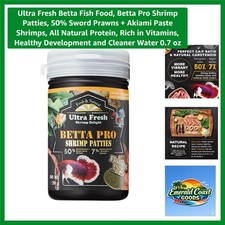 Betta Pro Shrimp Patties - 50 Sword Prawns for Vibrant Adult Betta Fish 0.7 oz
