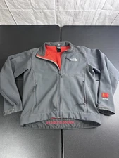 North Face Apex Jacket Mens Medium Gray Red Elbrus 5642M Softshell USSR Patch