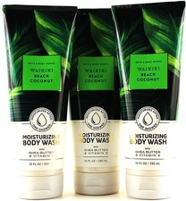 QTY 3 - Bath Body Works WAIKIKI BEACH COCONUT Moisturizing Body Wash 10oz