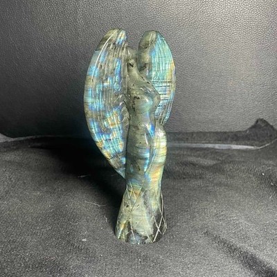 6LB0.7'' Natural Labradorite  angel Carving Quartz Crystal