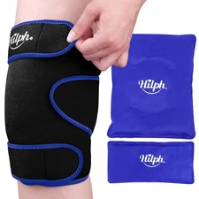 Large Hot & Cold Therapy Full Knee Ice Wrap with Dual Gel Packs Adjustable Brace