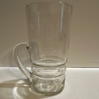 Vintage Clear Glass Beer Mug with Handle, Etched Sailboat Geometric Design — photo 6