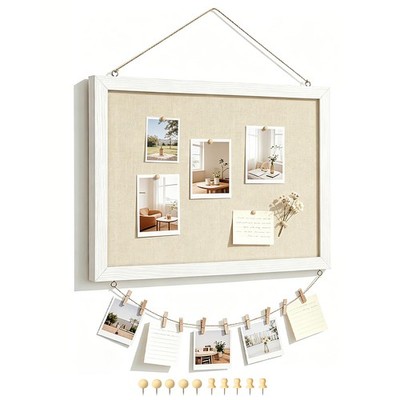 Bulletin Boards with Linen 1-Pack 16''X 12'' Double-Sided Cork Board for Wall...