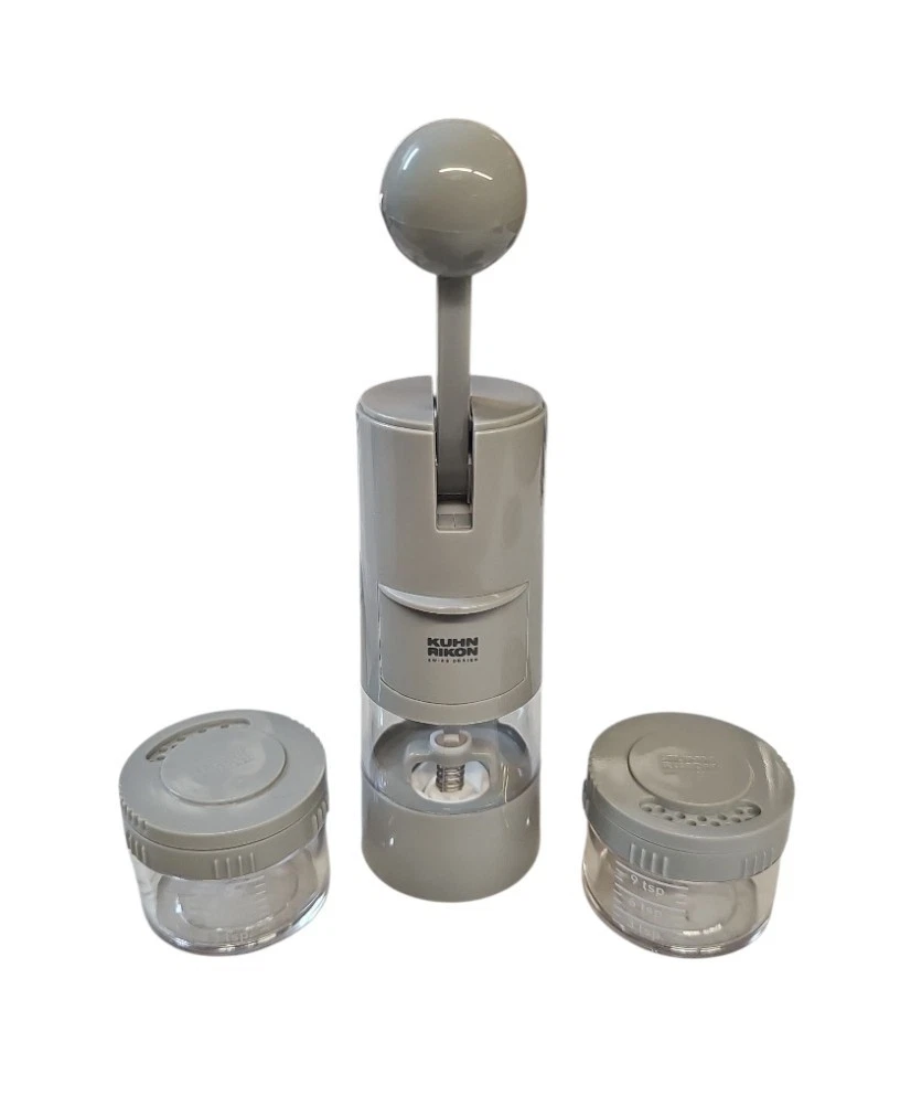 Kuhn Rikon Ratchet Spice Grinder with 2 Spice Shakers Grey New