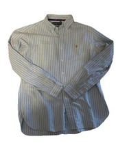Ralph Lauren Mens Classic Fit Long Sleeve Button Down Shirt Size L Blue Stripe