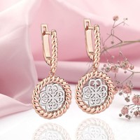 Bicolor Gold 585/14Kt Ohrringe RoséGold Echtschmuck 4,76G Neu