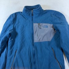 The North Face Mens Blue Fleece Full Zip Jacket Grey Chest Pocket Small S/P