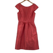 ALFRED SUNG Sheath Dress Womens Size 10 Candy Coral Satin Cap Sleeve Back Zipper