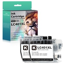 2pk LC401 Black Ink Cartridges for Brother MFC-J1010DW MFC-J1012DW MFC-J1170DW