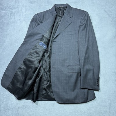 Canali Blazer Mens 42R Gray Plaid Made In Italy Virgin Wool Saks Fifth Avenue