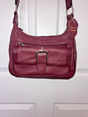 Excellent Leather Burgundy Shoulder Bag with 5 Compartment