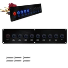Heavy-Duty 10Gang Marine Switch Panel 12V Waterproof LED Push Switch for Boat RV