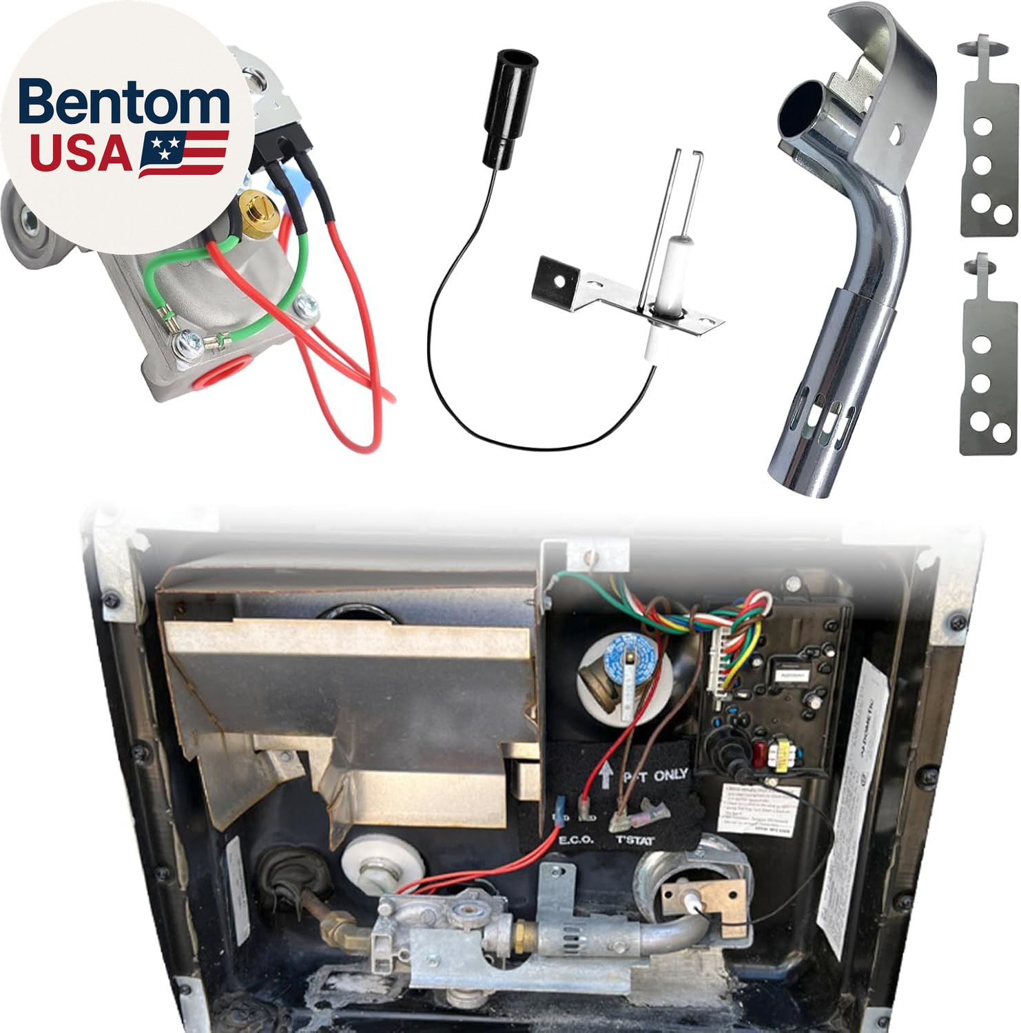 RV Water Heater Replacement Parts Kit for Atwood: 93844 Solenoid Gas, 91638 Burn