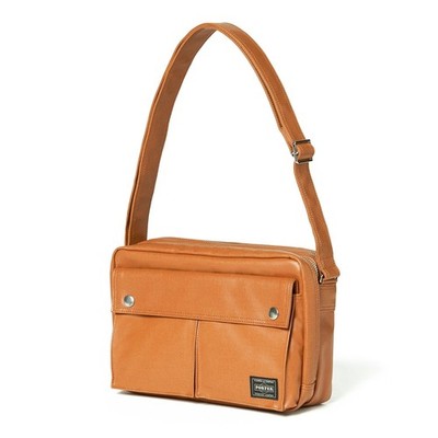 希少美品PORTER FREE STYLE SLING SHOULDER BAG PORTER FREE STYLE SLING BAG W zip Black Camel 707-15165 Unisex