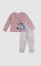 Wonder Nation Girls XS Graphic Pink Unicorn Long Sleeve Jogger Pajama 2 Pc Set