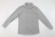 Red Herr Mens Grey Geometric Polyester Blend Dress Shirt Size 15.5