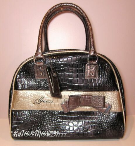Guess Y2K Vintage Mock Crocodile Shoulder Bag Early 2000's Grey